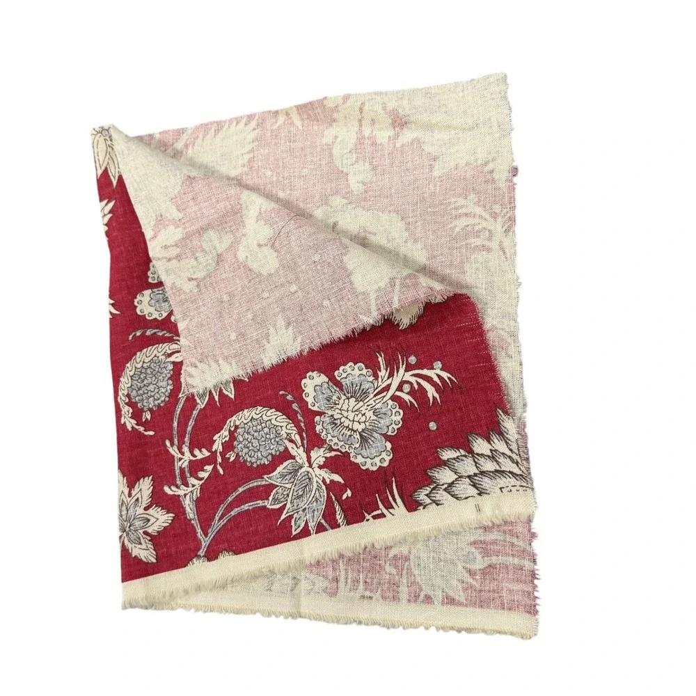 Pottery Barn Red Floral Palampore Cotton Fabric Remnant Lot Cottagecore 5 pieces